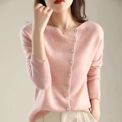 Elegant Long-Sleeve Button-Up Sweater for Women