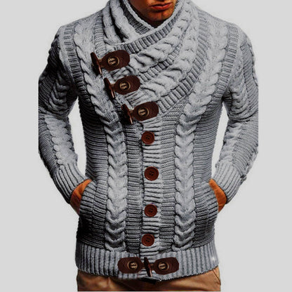 Men's Cardigan Chunky Knit Modern Buttons