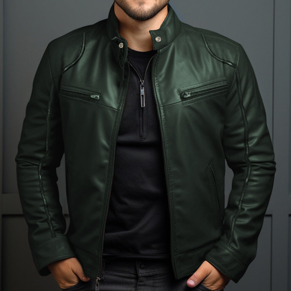 Lederjacke Herren Stylish Bikerjacke