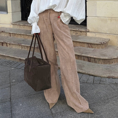 Women's Corduroy Trousers Comfort Fit Wide Leg