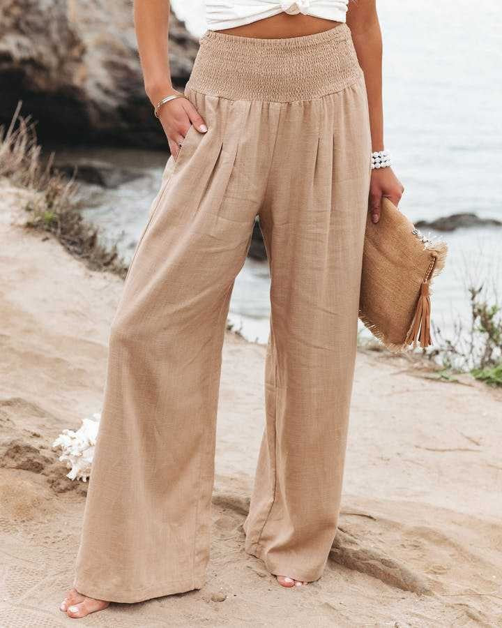 Women's Linen Trousers Comfortable Elegant Pleated Skirt