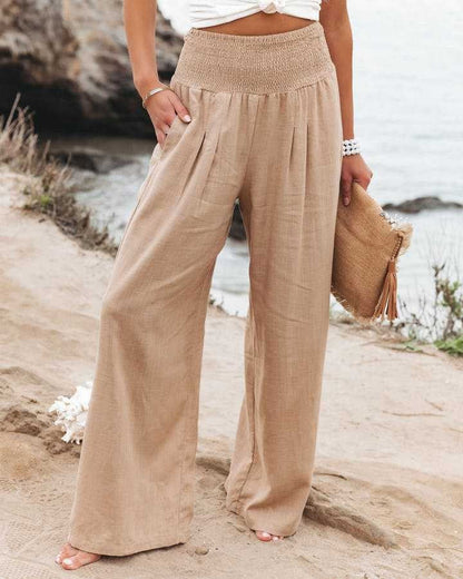 Women's Linen Trousers Comfortable Elegant Pleated Skirt