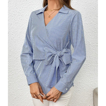 Elegant Wrap Dress Slim Fit Long Sleeves