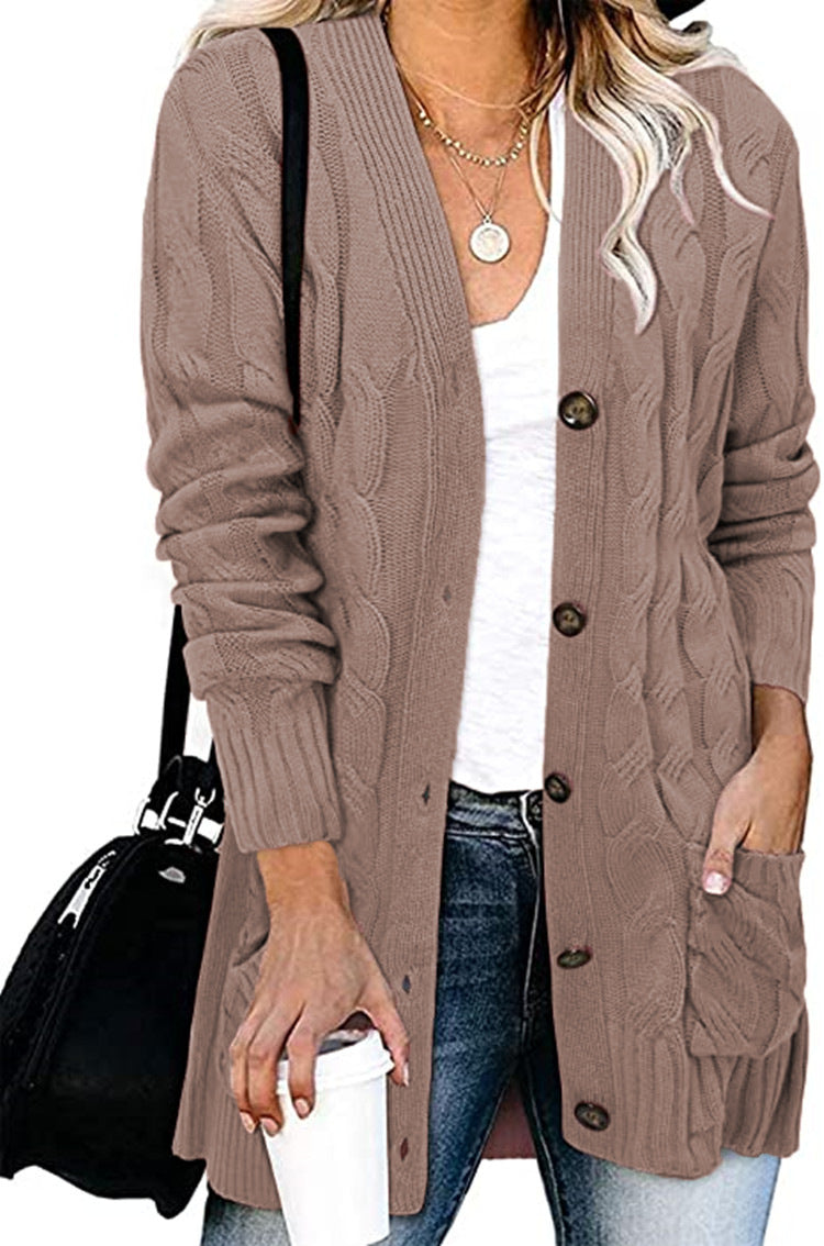 Women's Cable Knit Cardigan with Pockets