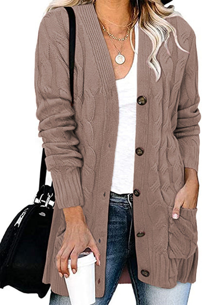 Women's Cable Knit Cardigan with Pockets