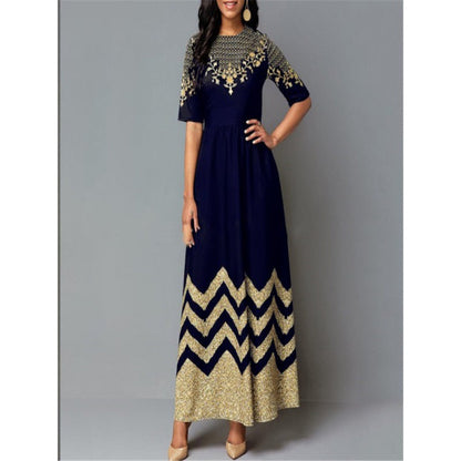 Women's Maxi Dress Elegant Gold Pattern Summer Dress