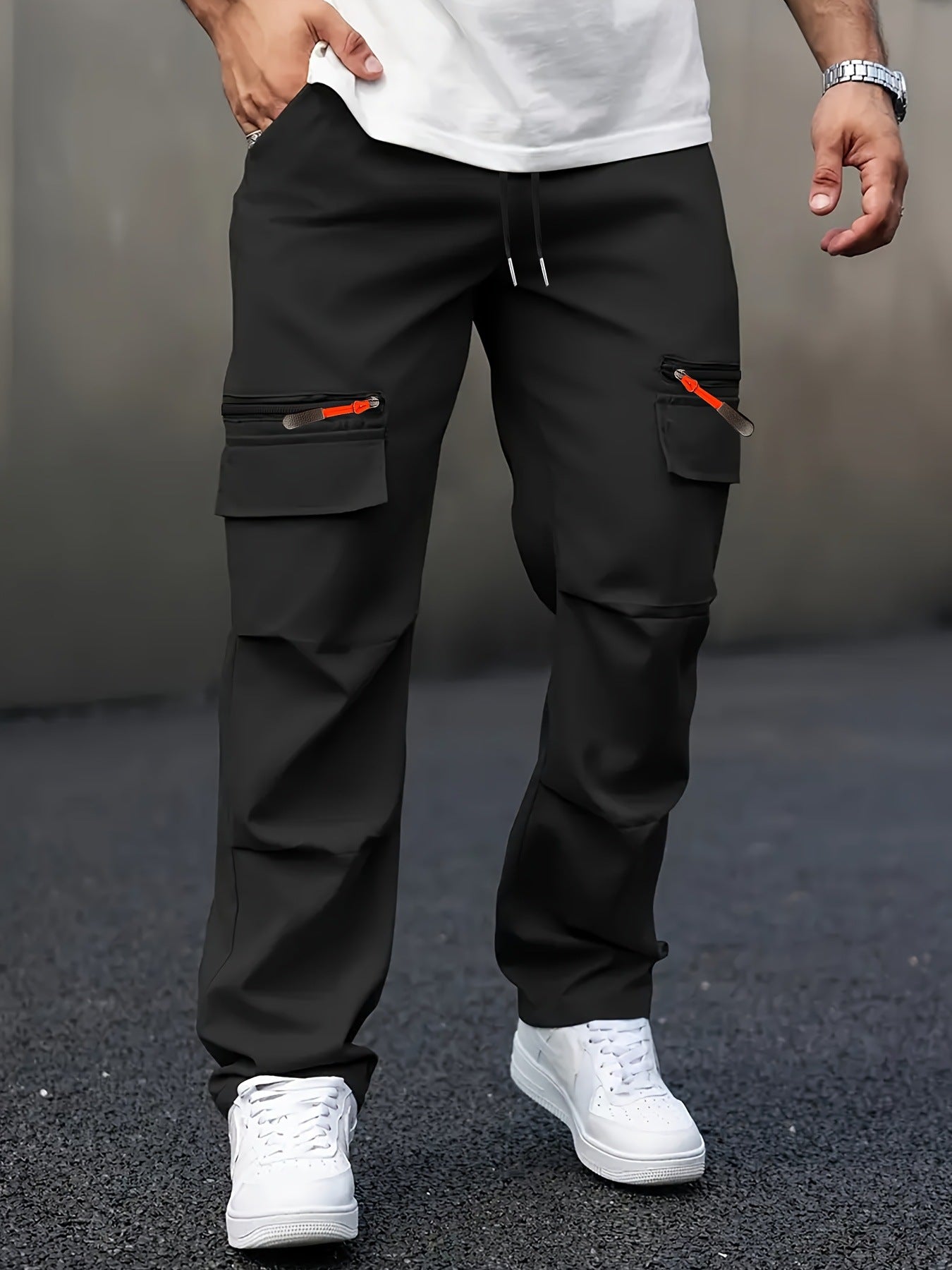 Men's Cargo Pants Comfortable Elastic Large Pockets