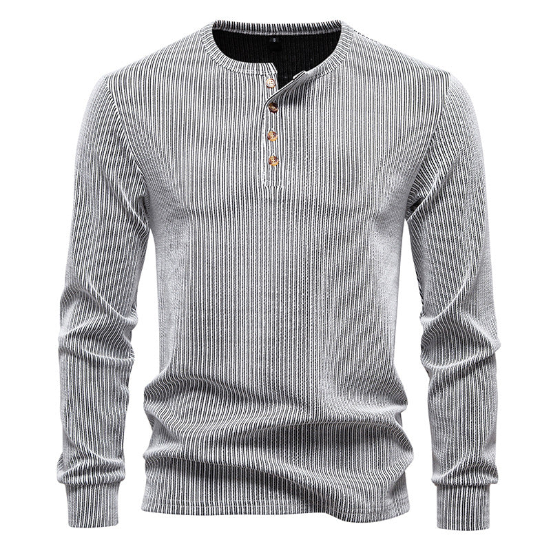 Men's Long-Sleeve Shirt Striped Pattern Modern Style