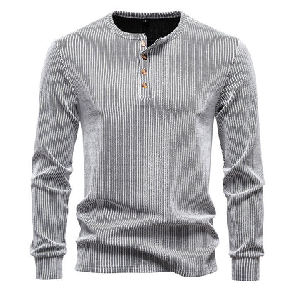 Men's Long-Sleeve Shirt Striped Pattern Modern Style