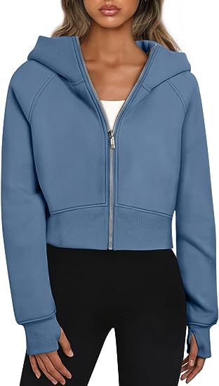 Women's Sporty Short Sleeve Zip-Up Hoodie