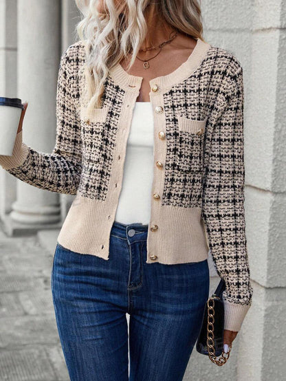 Women's Cardigan Elegant Design Gold Buttons