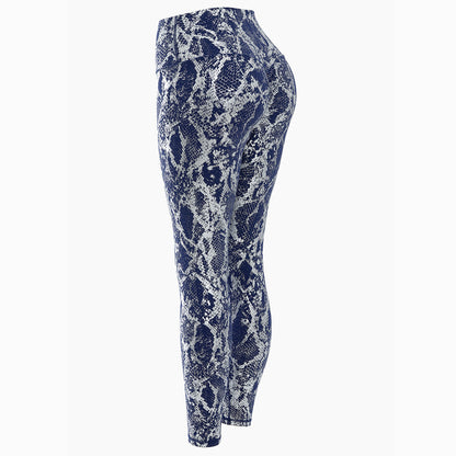 Women's Sports Leggings Snake Print High-Waisted