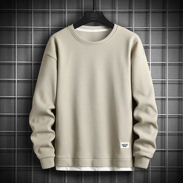 Waffle Knit Round Neck Soft Sweater