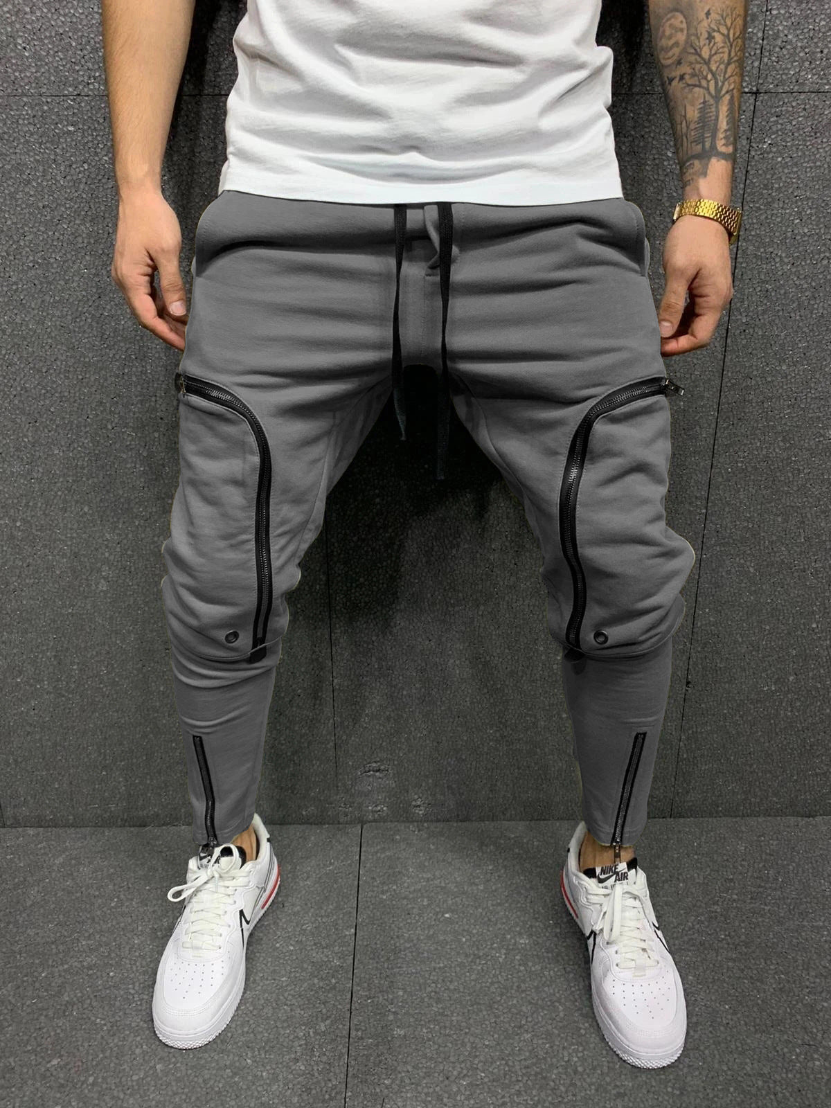 Men's Modern Style Joggers with Zipper Detail