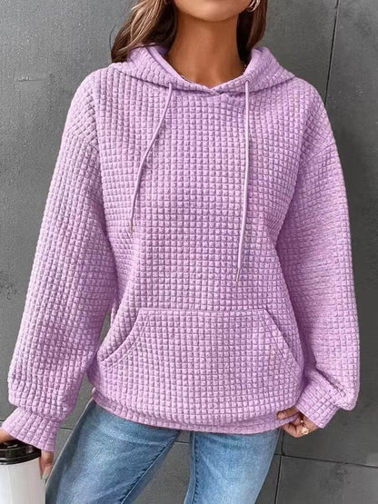 Women's Waffle Look Hoodie Jacket with Pocket
