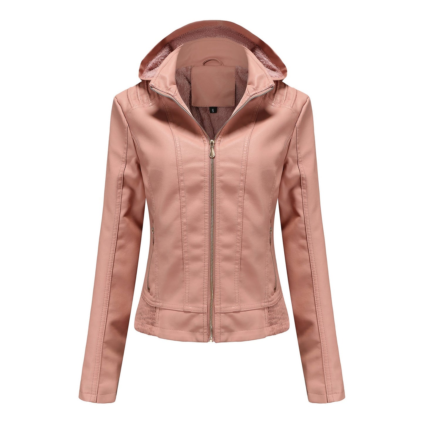 Women's Leather Jacket Elegant Cut With High Collar