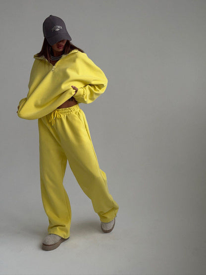 Women's Fleece Tracksuit Stand-up Collar Zipper