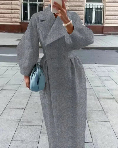 Elegant Wool Coat Double-Breasted Fitted