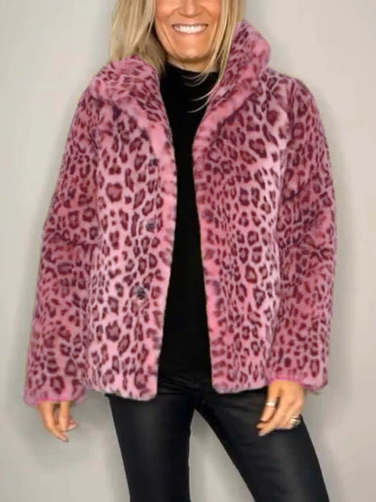 Oversized Coat Soft Faux Fur Leopard Print