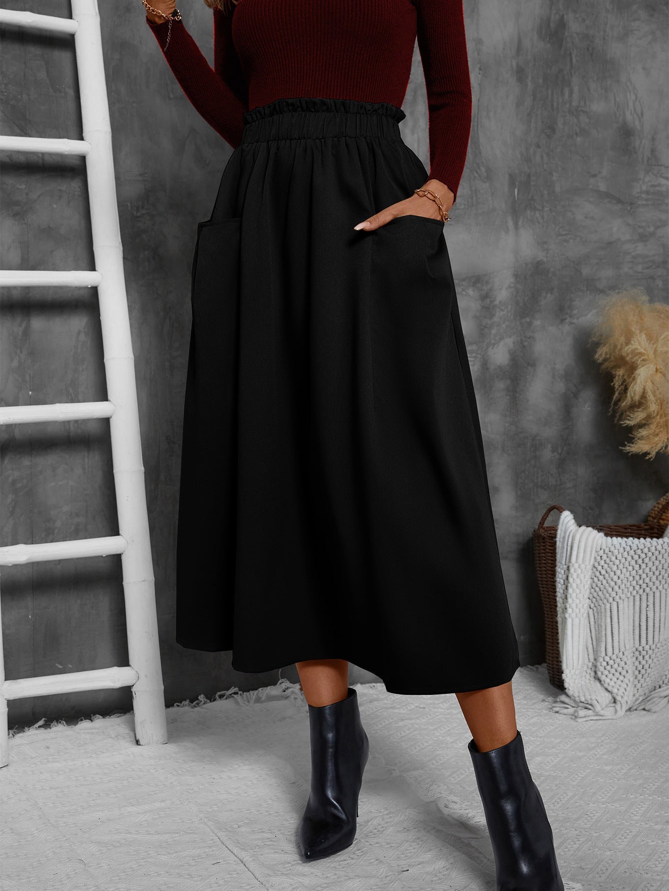 Women's Midi Skirt, Lightweight Summer Skirt with Pockets