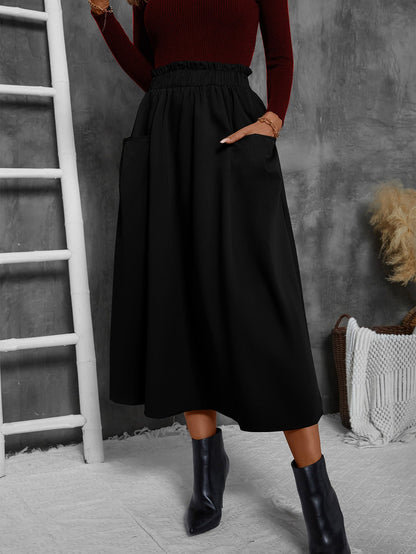 Women's Midi Skirt, Lightweight Summer Skirt with Pockets