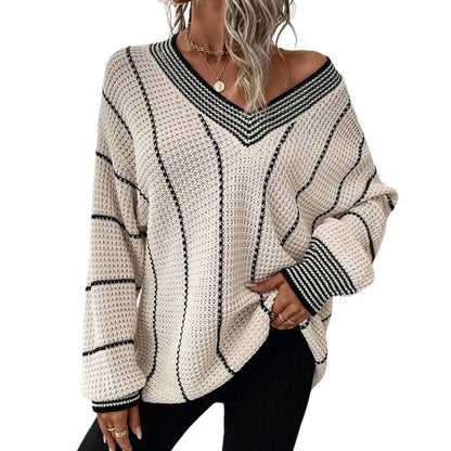 Women's Soft Striped Winter Knit Sweater