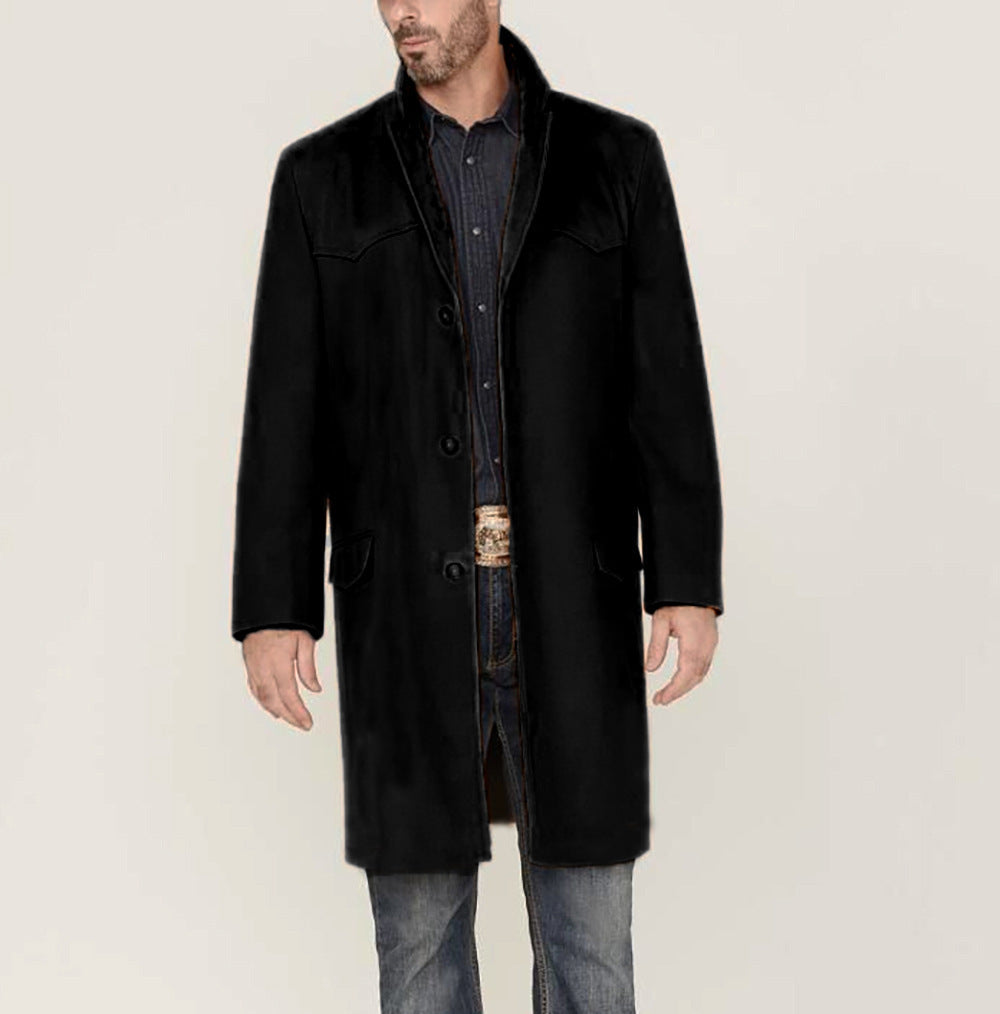 Men's Long Coat Classic Elegant Western Style