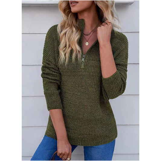 Damen Pullover Kurz Reißverschluss Elegant - IdealeKleiden
