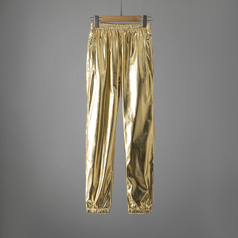 Women's Fitness Leggings Shiny Elastic With Pockets