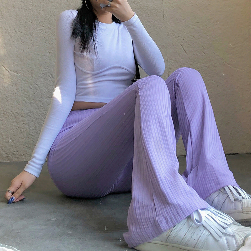 Damen Hochwerdige Leggings Ripp Design Hoher Bund - IdealeKleiden