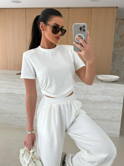 Women's Sport Set Crop Top Jogging Pants Comfortable