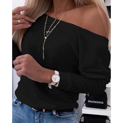 Women's Off-Shoulder Casual Pullover Top Trendy Style