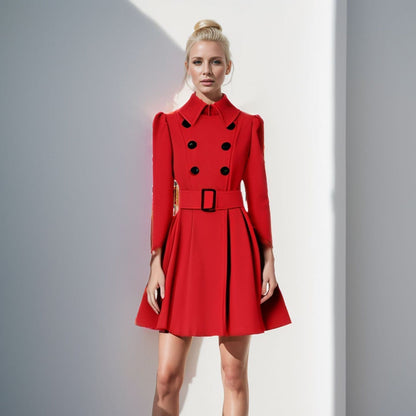 Women's Trench Coat Elegant Double-Breasted Waist