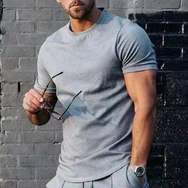 Herren T-Shirt Rundhals Baumwolle Bequem - IdealeKleiden