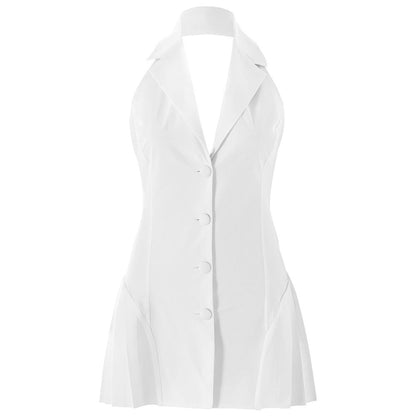 Women's Blazer Dress with V-Neck and Side Pockets