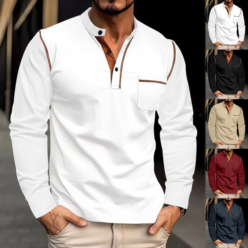 Herren Langarm-Shirt Modern Kontrast Design - IdealeKleiden