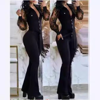 Damen Overall Elegant Taillierte Form Damenschwarz - IdealeKleiden