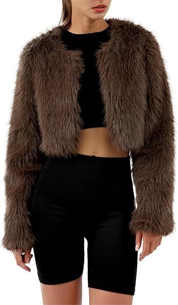 Women's Short Jacket Fluffy Open Cut Chic