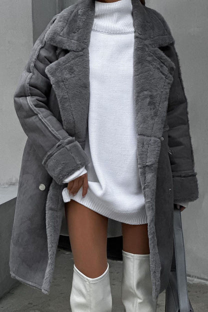 Soft Leather Coat Fleece-Lined Warm