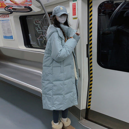 Women's Quilted Long Coat Elegant Design with Pockets