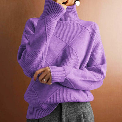 Women's Winter Sweater High Neck Warm Knit