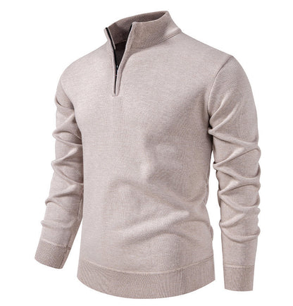 Men's Knitted Jumper Short Zip High Collar Elegant