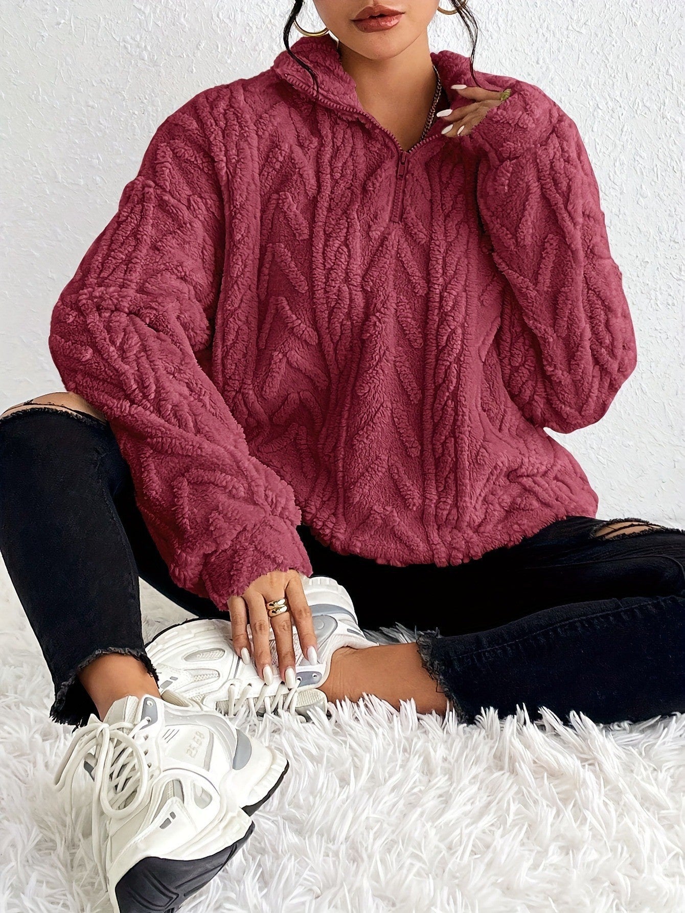 Women's Soft Fleece High-Neck Modern Pullover