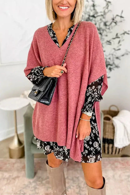 Women's Knitted Poncho Casual V-Neck Oversized