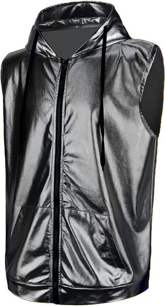Men's Hooded Jacket Shiny Outer Material Practical