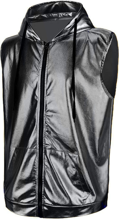 Men's Hooded Jacket Shiny Outer Material Practical