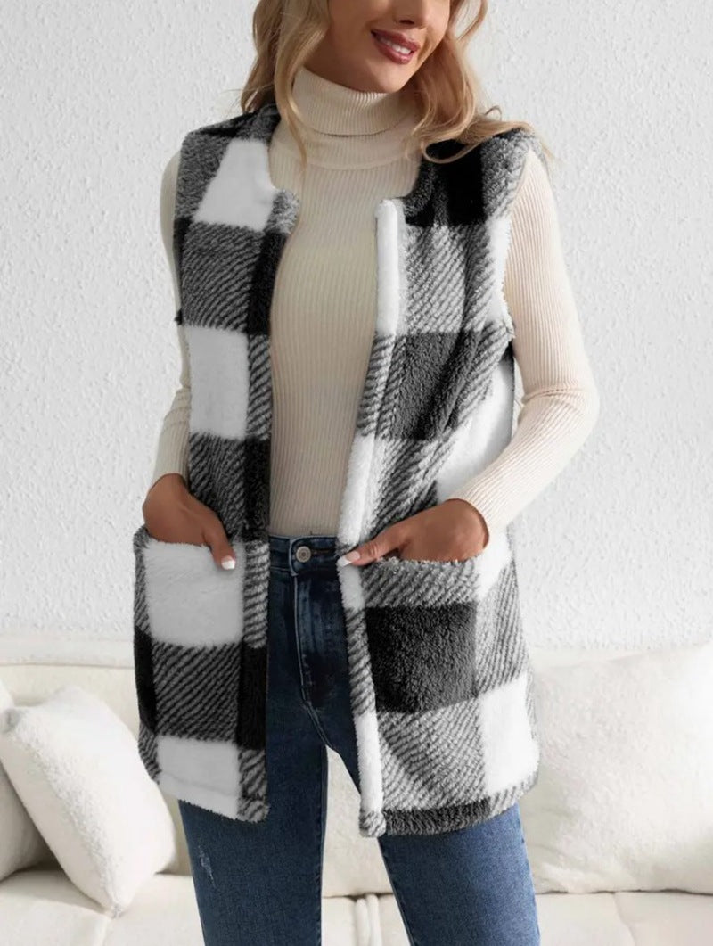 Women's Vest Plaid Cozy Elegant
