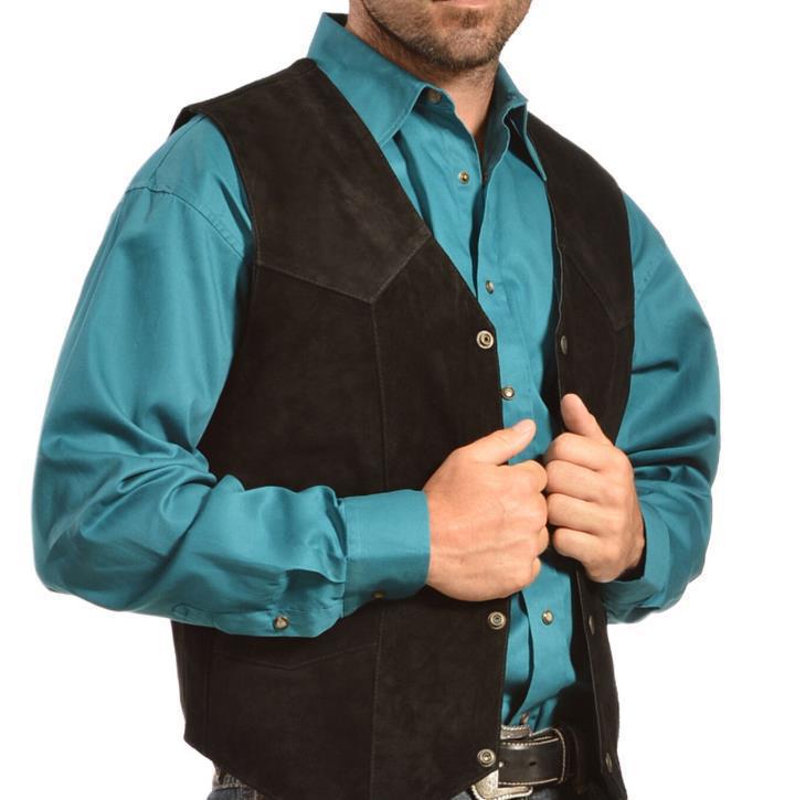 Men's Modern Leather Vest with Pockets and Button Closure