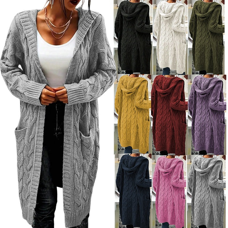 Damen Grobstrick Cardigan Elegantes Design Praktisch - IdealeKleiden