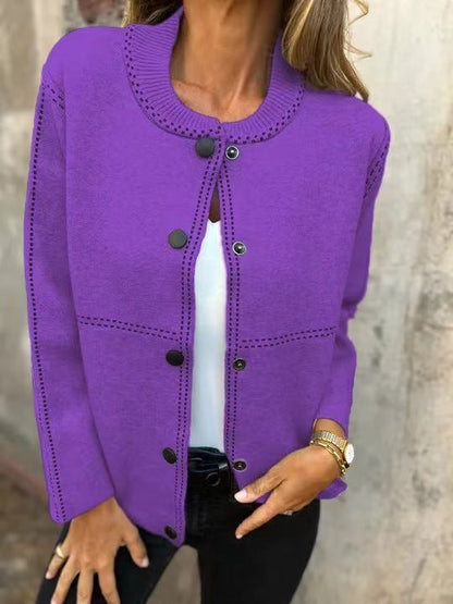 Soft Cardigan Loose Fit Round Neck
